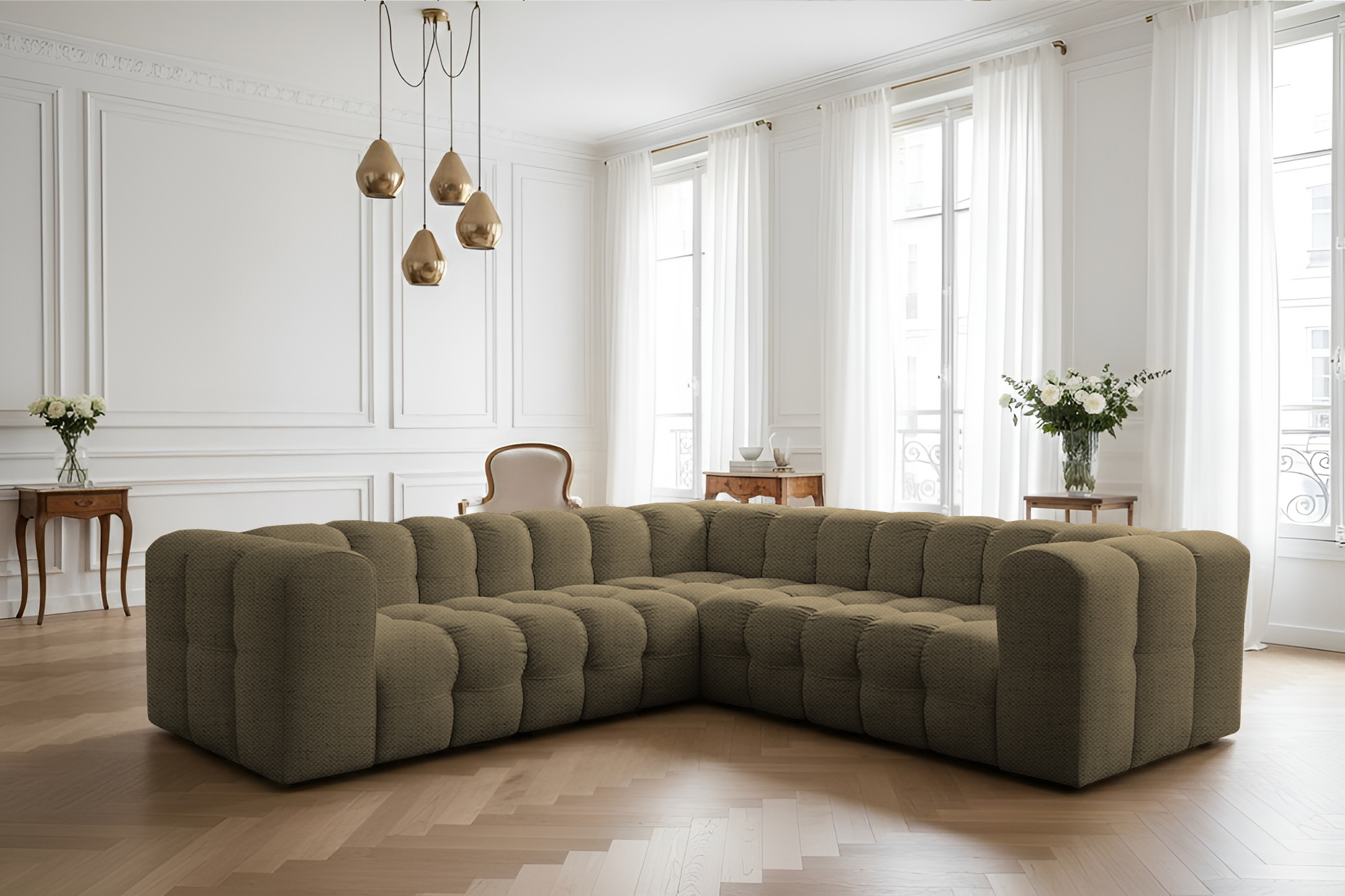 Baloo Corner Ecksofa 270x270 cm Stoff Moly Grun